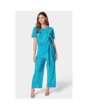 Bebe Plisse Culotte Jumpsuit - Blue