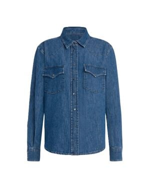 Dondup Medium Wash Denim Shirt With Button-Down Front - Blue