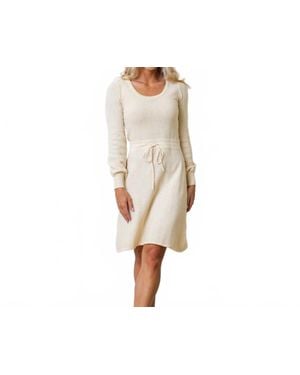 Hope & Henry Organic Cotton Tie Waist Sweater Dress - Natural
