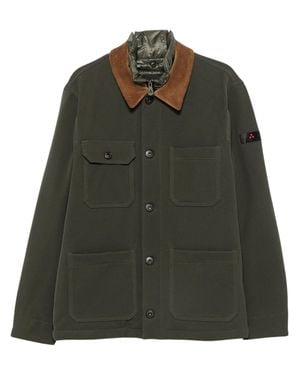Peuterey Coat With Contrasting Corduroy Collar And Patch Pockets - Green
