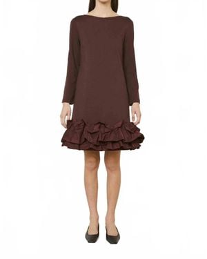 MEIMEIJ Ruffle Bottom Mini Dress - Brown