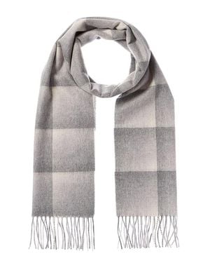 Amicale Cashmere Ombre Grid Cashmere Scarf - Gray