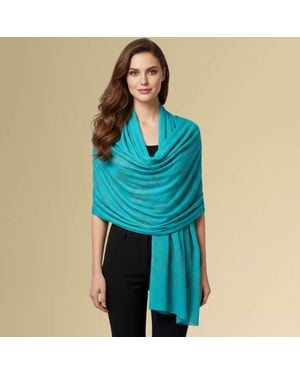 TRUEDAMES Lightweight Rhinestone Floral Pattern Scarf Shawl - Blue