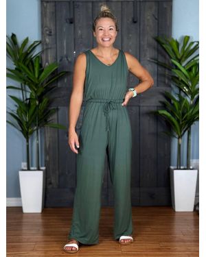DM Merchandising Vineyard Wide Leg Jumpsuit - Green