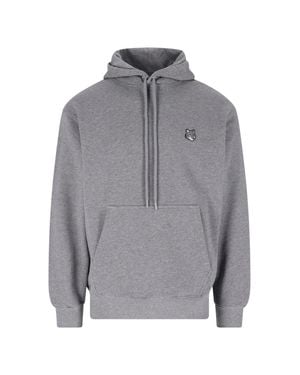 Maison Kitsuné Fox Head Organic Cotton Hoodie - Gray
