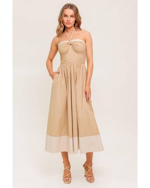 TRUEDAMES Hydrangea Haze Woven Midi Dress - Natural