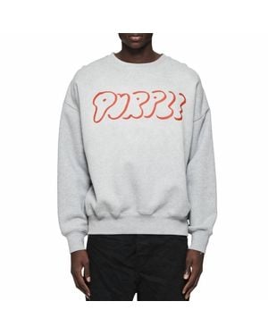 Purple Brand Outline Heavyweight Fleece Crewneck Sweatshirt - Gray