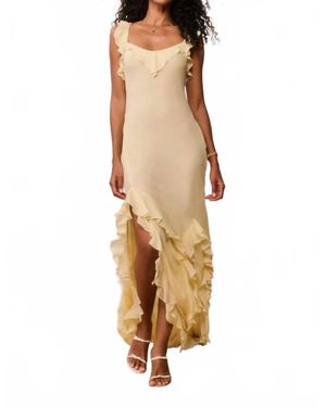 LoveShackFancy Roseline Chiffon Ruffle Maxi Dress - Metallic