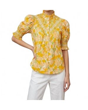 Hope for Flowers Short Sleeve Smocked Shirt - Yellow