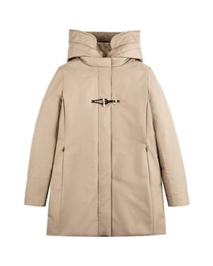 Fay High Collar Hooded Padded Coat - Natural