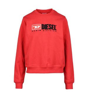 DIESEL Cropped Graphic Sweatshirt - Red