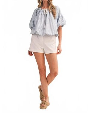 ..,merci Stripe Rope Trim Top - White