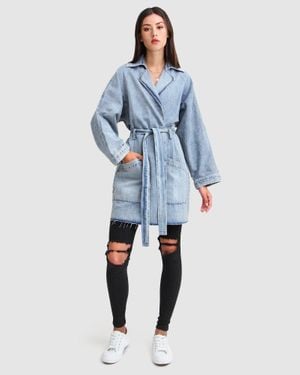 Belle & Bloom Relaxed Boyfriend Denim Jacket - Blue