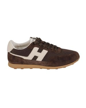 Hogan H699 Calf Leather Mesh Sneakers - Brown