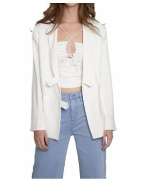 Nicole Miller Feather Crepe Blazer - White