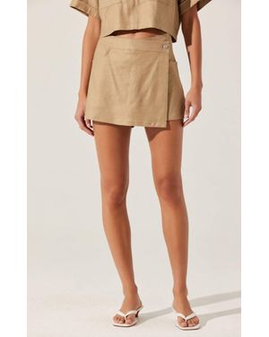 Astr Deborah Linen Blend Safari Skort - Natural