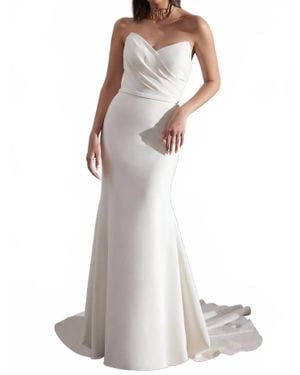 Justin Alexander Sloane Stretch Crepe Fit And Flare Wedding Dress - White