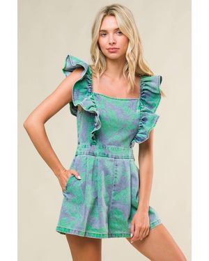 TRUEDAMES Incredible Love Denim Romper - Blue