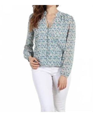 Veronica M Agnes Split-Neck Blouse - Blue