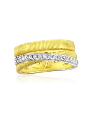 Suzy Levian Sterling Cubic Zirconia Coil Overlapping Ring - Yellow