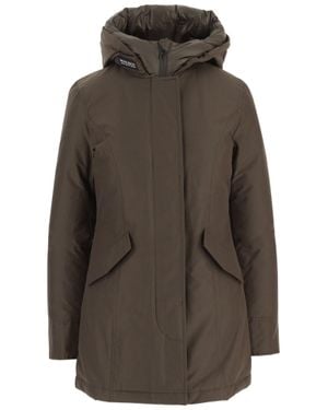 Woolrich Pinecone Hooded Logo Detail Cotton-Blend Jacket - Gray