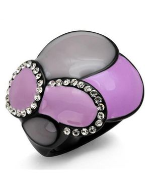 Fashnzfab Ip(Ion Plating) Stainless Steel Ring With Top Grade Crystal - Purple