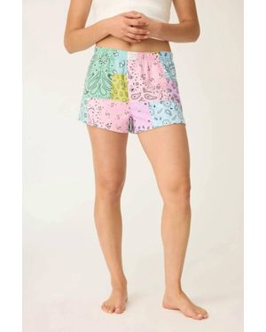Pj Salvage Howdy Honey Paisley Print Flannel Shorts - Pink