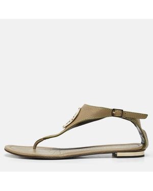Roberto Cavalli Leather Slingback Sandals - Metallic