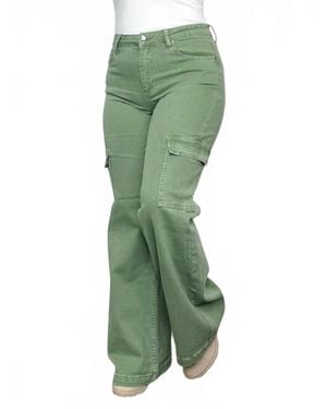 Risen Beverly High-Rise Wide Leg Cargo Jeans - Green
