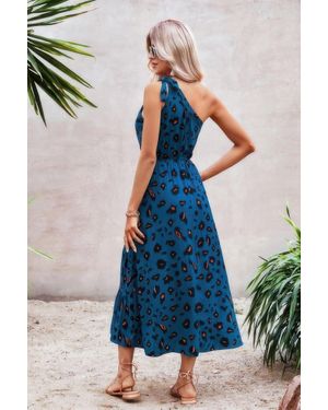 TRUEDAMES One Shoulder Sleeveless Maxi Dress - Blue