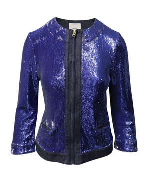Pinko Sequin Embellished Denim Jacket - Blue
