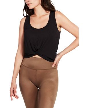 Kensie Twist Front Scoop Neck Sleeveless Tank Top - Black
