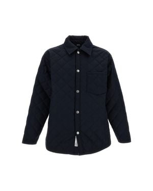 A.P.C. Quilted Wool Blend Blouson Jacket With Classic Detailing - Blue