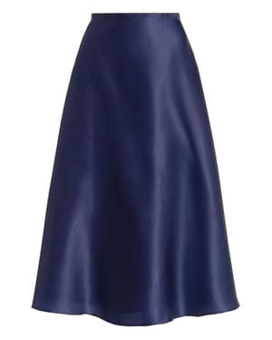 Alberta Ferretti Smooth Organza Midi Skirt With High Waist - Blue