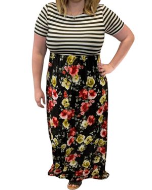 White Birch Floral Maxi Dress - Black