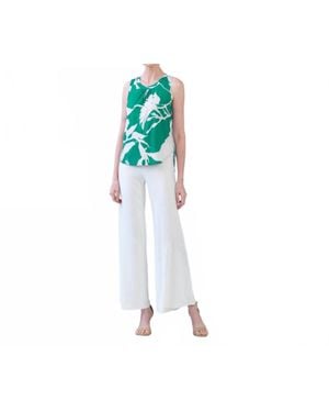 Clara Sunwoo Floral Print Soft Knit Tank Blouse - Blue