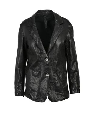 Never Enough Leather Jacket With Buttons - Black