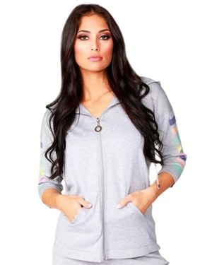 Angel 3/4 Sleeve Stripe Hoodie - White