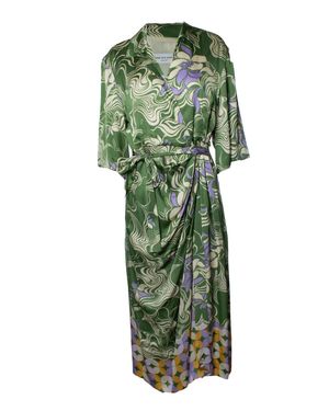Dries Van Noten Multi Dakola Wrap Dress - Green