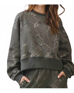 TCEC Camouflage Print Dropped Shoulders Sweatshirt - Black