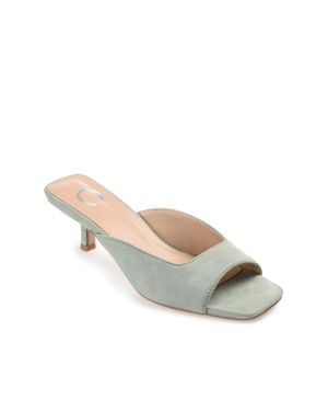 Journee Collection Larna Pump Sage Faux Suede Slip-On Kitten Heel Lion637 - White