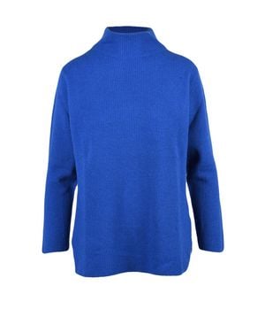 Kangra Ribbed Knit Sweater With Crater Neck Design - Blue
