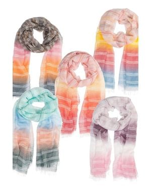 Elsie & Zoey Striped Multi Colored Scarf - Orange