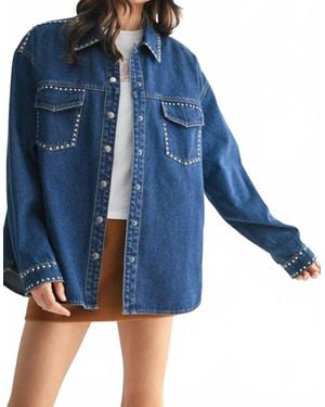 Wishlist Studded Denim Long Sleeve Shirt - Blue