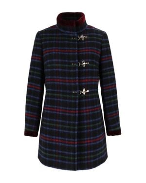 Fay Plaid Virginia 3 Ganci Short Coat - Blue