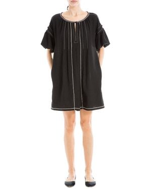 Max Studio Bubble Sleeve Short Dress - Black