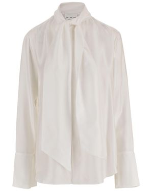 Sa Su Phi Ivory Bow Front Silk Shirt - White