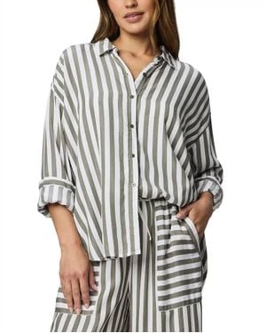 Splendid Ella Stripe Button Down Shirt - Gray