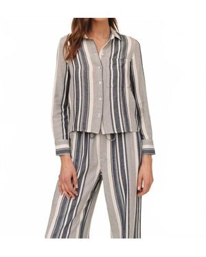 Bella Dahl Long Sleeve Crop Pocket Shirt - Gray