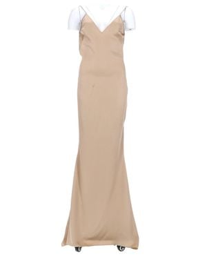 Tom Ford Sleeveless Satin Evening Gown With Chain Embroidery - Natural